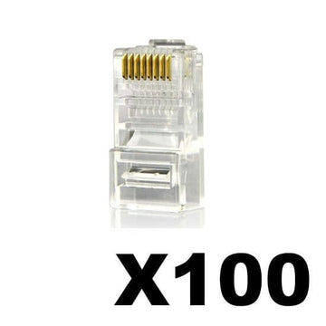 100 CAT6 PassThrough Connectors (RJ45) - CAT6 Crimps