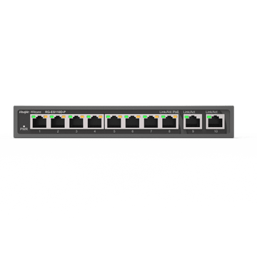 RG-ES206GC-P 6-Port Gigabit Smart POE Switch, including 4 PoE/POE+ Ports, Desktop Steel Case