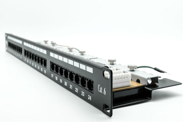 1U 19" 24 Port CAT6 Vertical RJ45 Patch Panel (UTP) with Cable Management PPAN-24-C6-VLC