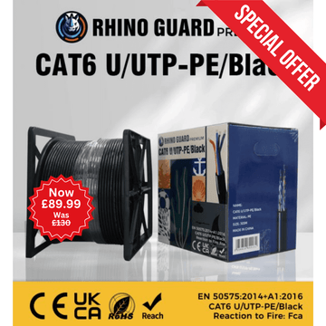 Rhino Guard CAT6 U/UTP-PE/BLACK 305M Black CAT6 UTP Cable (Offer)