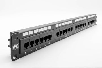 1U 19" 24 Port CAT6 Network RJ45 Patch Panel (UTP) 110 w/ Back Bar PPAN-24-C6-LC