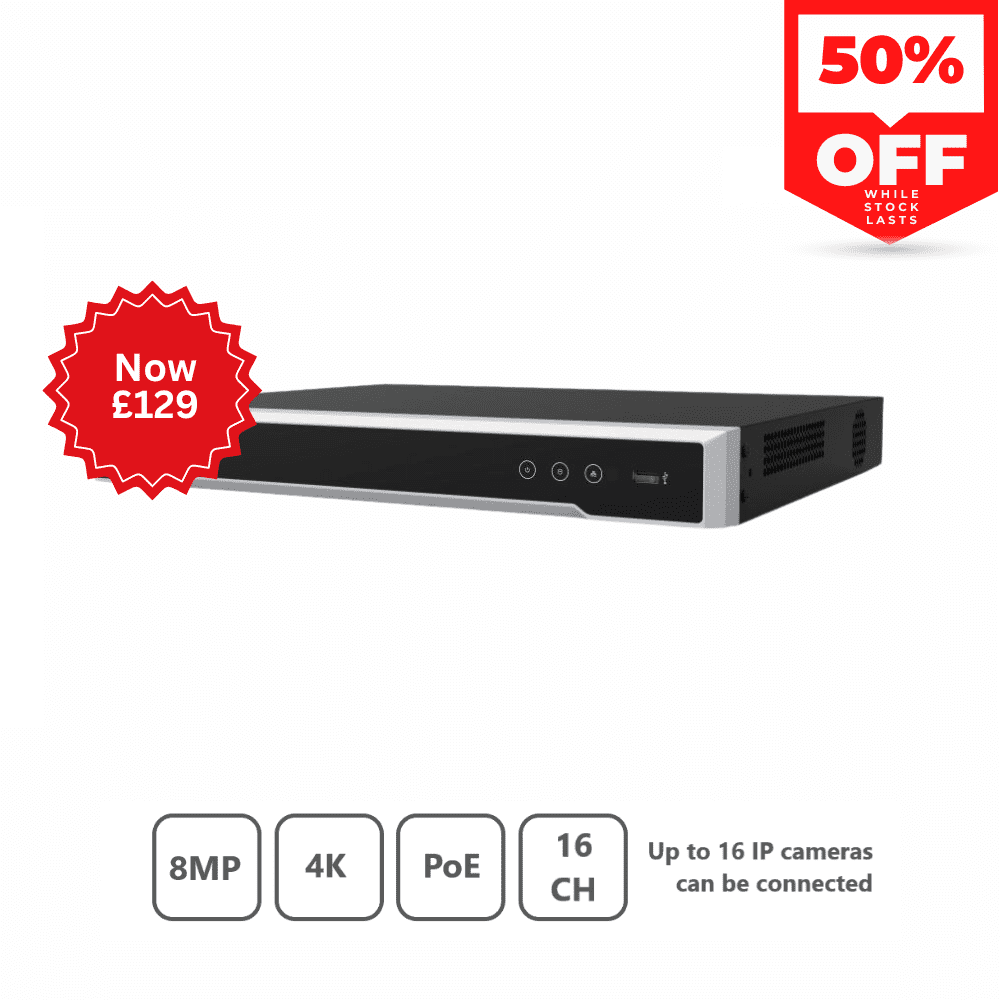 Hikvision DS-7616NI-K2/16P IP 16ch 4K 8MP NVR - 16 POE (Offer)
