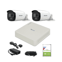 2MP Hilook TVI Turbo HD Bullet Camera Kit (2x DS-2CE12DF3T-PIRXOS, 4ch DVR-104G-K1) (Offer)