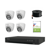 3K Hikvision ColorVu PoC Turret TVI Kit 2.8mm (4x DS-2CE72KF3T-E, 4ch iDS-7204HUHI-M1/P) (Offer)