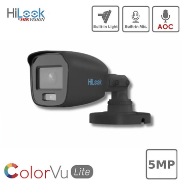 3K HiLook THC-B159-MS-Grey 5MP TVI ColorVu Mini Bullet with Audio 2.8mm