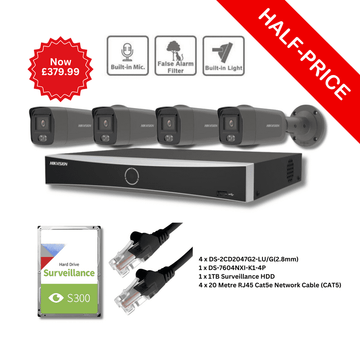 4MP Hikvision AcuSense IP CCTV KIT (4 x DS-2CD2047G2-LU/G(2.8mm), DS-7604NXI-K1-4P NVR) Kit-4003