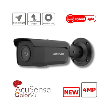 4MP Hikvision DS-2CD2647G2HT-LIZS(2.8-12mm)(eF)Black Varifocal Motorized Hybrid IR ColorVu IP Bullet
