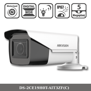 5MP DS-2CE19H0T-AIT3ZF(C) Hikvision Motorized Varifocal Bullet Camera WHITE/BLACK