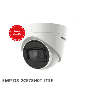 5MP DS-2CE78H0T-IT3F 3.6mm Hikvision HD-TVI Fixed Lens Turret Camera, 40m Smart IR
