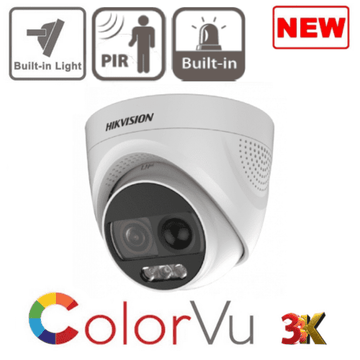 5MP Hikvision DS-2CE72KF3T-PIRXO 3K ColorVu PIR Siren Fixed Turret Camera
