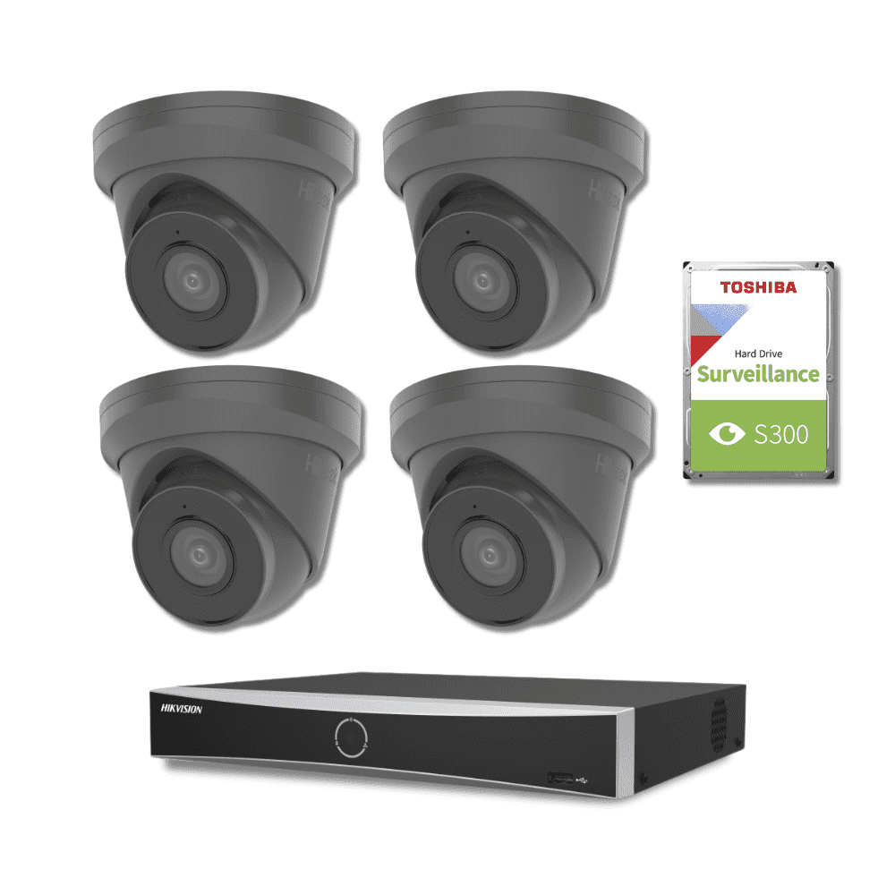 8MP Built-in Mic 4 Grey Camera Kit (Hikvision 12MP DS-7608NXI-K1/8P POE - 8 Channel NVR)
