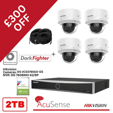 8MP IP Motorized Network White Camera Kit | DS-7608NXI-K2/8P 8 Channel NVR & 2 TB HDD (Offer)