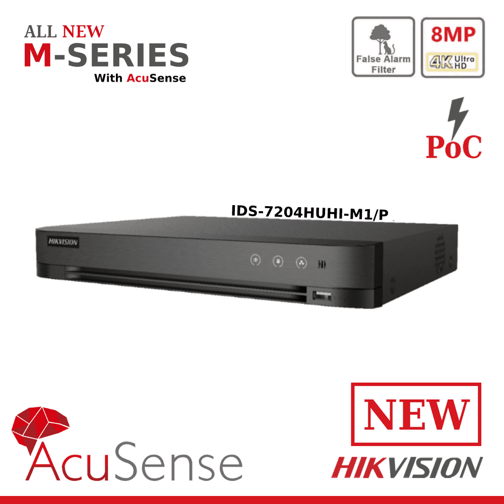 8MP Lite iDS-7204HUHI-M1/P Hikvision 4ch AcuSense Turbo HD M-Series DVR