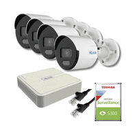 Full HD Hilook By Hikvision Colorvu Camera IP KIT - 4 IPC-B129 and 4 channel Hilook NVR (Offer)