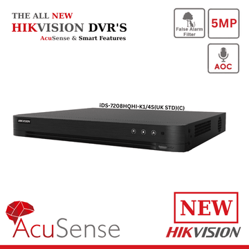 Hikvision iDS-7208HQHI-K1/4S(UK STD)(C) - 5MP/3K 8 Channel Turbo HD 4.0 AOC