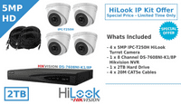 HiLook 5MP IP CCTV KIT 5MP IPC-T250 Turret Camera + 8 Channel-POE NVR HiLook Complete Kit 2.8MM