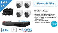 HiLook 8MP 4K IP T280H-UF (2.8mm) + 8 Channel-POE IP Camera Kit