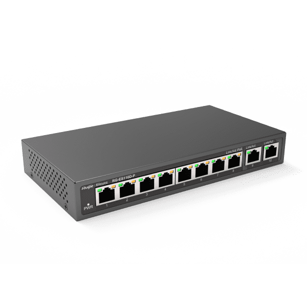 RG-ES206GC-P 6-Port Gigabit Smart POE Switch, including 4 PoE/POE+ Ports, Desktop Steel Case