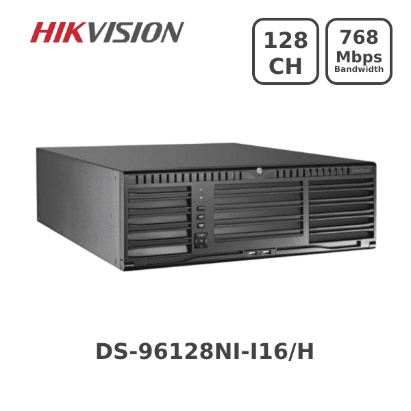 12MP Hikvision DS-96128NI-I16/H 128 Channel Network Video Recorder - 768Mbps Higher Bandwidth