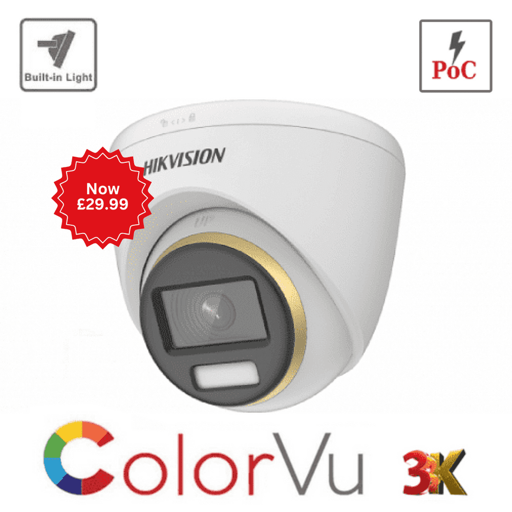 3K Hikvision DS-2CE72KF3T-E(2.8mm) - UK 3K ColorVu PoC Fixed Turret Camera (Offer)