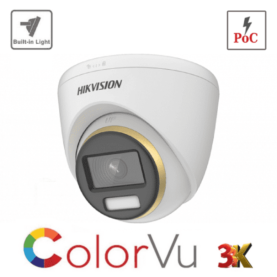 3K Hikvision DS-2CE72KF3T-E(2.8mm) - UK 3K ColorVu PoC Fixed Turret Camera (Offer)