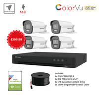 4K Hikvision ColorVu PoC Bullet TVI Kit 2.8mm (4x DS-2CE12UF3T-E, 4ch iDS-7204HUHI-M1/P) (Offer)