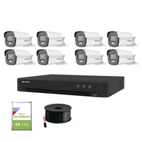 4K Hikvision ColorVu PoC Bullet TVI Kit 2.8mm (8x DS-2CE12UF3T-E, 8ch IDS-7208HUHI-M2/P(C)) (Offer)