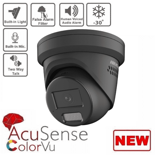 4MP DS-2CD2347G2-LSU/SL ColorVu Turret Network Camera W/ Mic & Speaker Two Way Audio - 2.8mm Black
