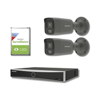 4MP Hikvision DS-2CD2047G2-LU/G(2.8mm) ColorVu Mini Bullet Mic 2 Grey Camera & 4Ch NVR IP Kit(Offer)