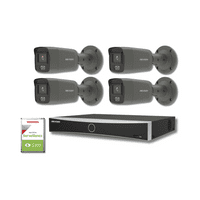 4MP Hikvision DS-2CD2047G2-LU/G(2.8mm) ColorVu Mini Bullet Mic 4 Grey Camera & 4Ch NVR IP Kit(Offer)