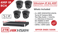 4MP IP ColorVu CCTV Kit - 8 Channel-POE CCTV Kit - DS-2CD2347G2-LSU/SL - Black 2.8MM