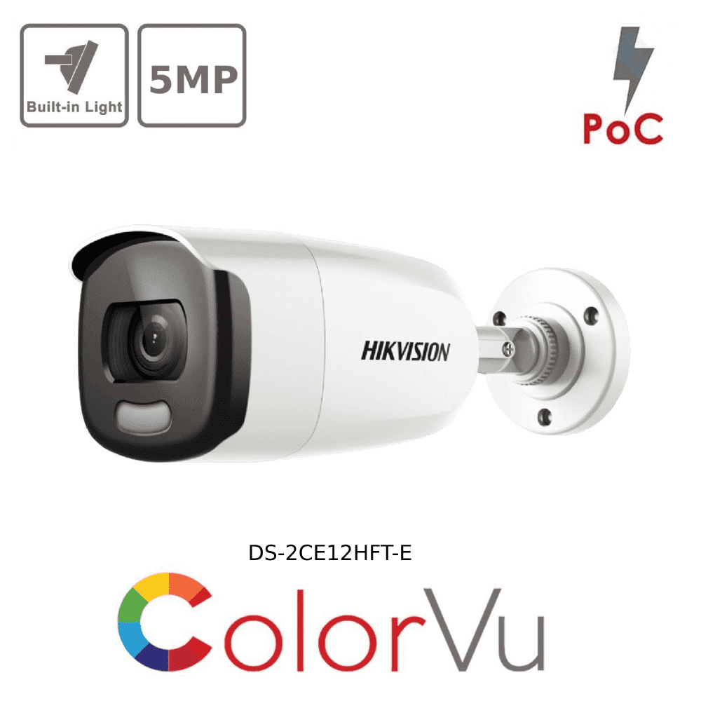 5MP DS-2CE12HFT-E Hikvision POC ColorVu bullet 40M White light IP67