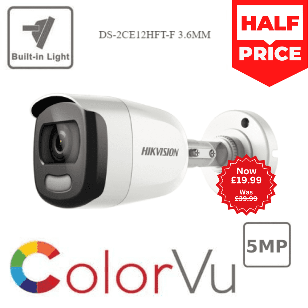 5MP Hikvision DS-2CE10HFT-F(3.6MM) ColorVu bullet 20M White Light IP67 (Offer)