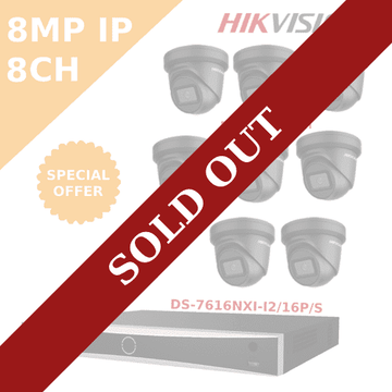 8MP 4K IP Kit - IP CCTV Kit (2CD2385G1-I  IP Cameras (Black) &  DS-7616NXI-I2/16P/S NVR)