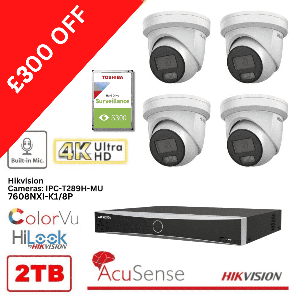 8MP Hikvision 4K ColorVu IP DS-7608NI-K2/8P(C) 8 Channel NVR 2 TB HDD - £300 OFF