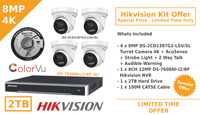 8MP IP ColorVu CCTV Kit - 8 Channel-POE CCTV Kit - DS-2CD2387G2-LSU/SL - 2.8MM - BLACK / WHITE