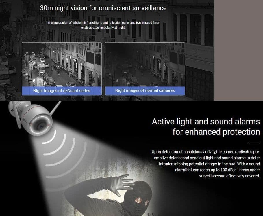 C3W EzGuard With Two Way Audio, Strobe Light & Sound