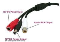 High Gain 12V Audio Microphone with in-line power