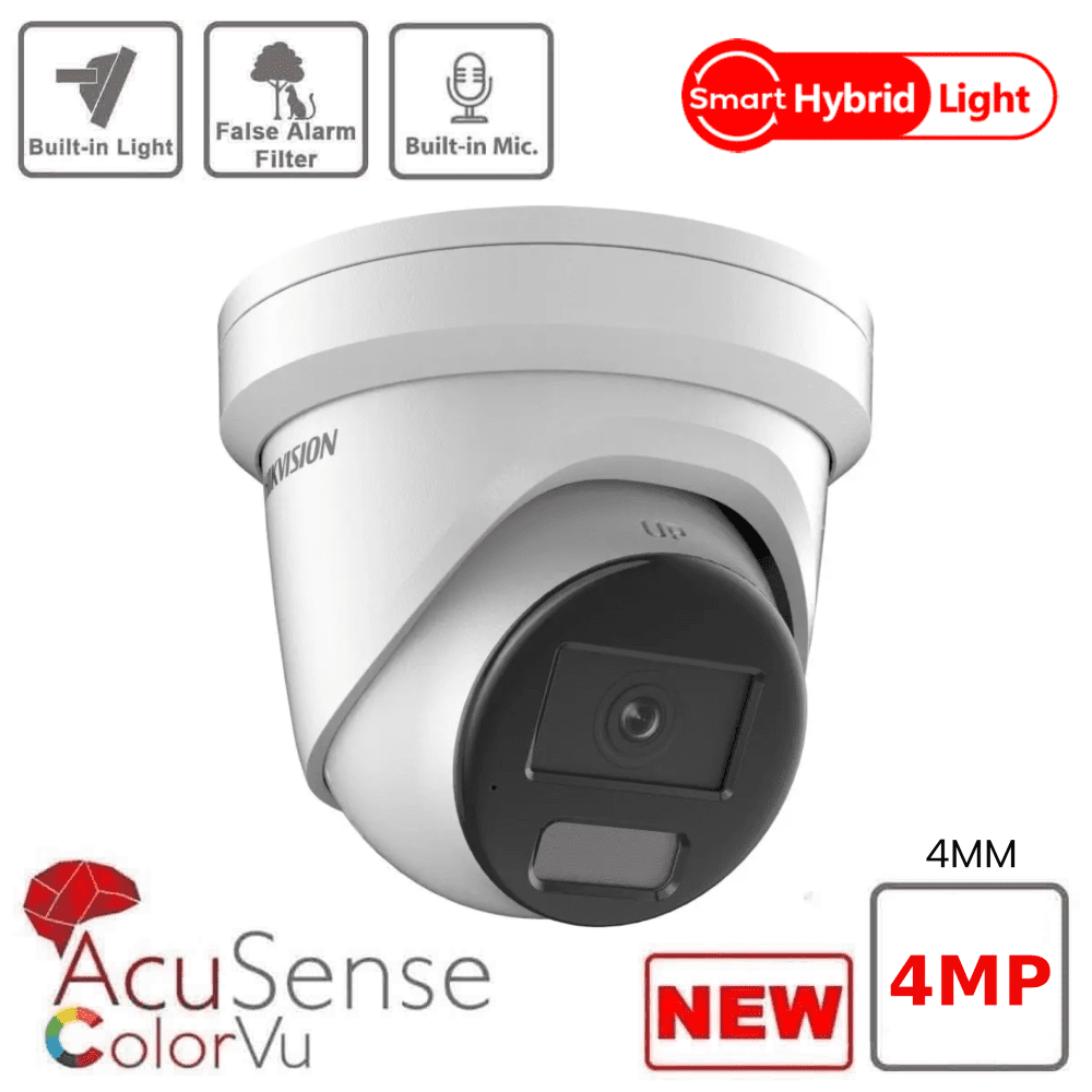 Hikvision DS-2CD2347G2H-LIU 4MP Smart Hybrid ColorVu and IR Acusense Turret - 4MM