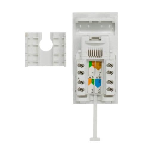 Low Profile LP-MODC5E Cat5e Unshielded RJ45 Outlet Module White Network Module